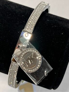 Michael Kors Stainless Steel & Pavé Crystal MK Logo Bangle Bracelet
NEW $155 USD